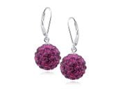 Eleganckie wiszące kolczyki kuleczki Swarovski fuksja 12mm shamballa srebro 925 CRH0008D12