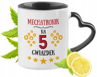 Kubek Czarny Z Uszkiem W Kształcie Serca Dla Mechatronika Na Prezent