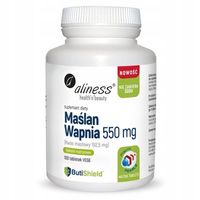 Aliness MAŚLAN WAPNIA 550 mg KWAS MASŁOWY 100 tabletek CZYSTY SKŁAD bez SÓD