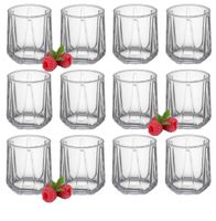 Komplet zestaw 12 szklanek do napojów wody drinków 360 ml geometryczny wzór