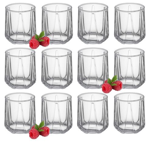 Komplet zestaw 12 szklanek do napojów wody drinków 360 ml geometryczny wzór na Arena.pl