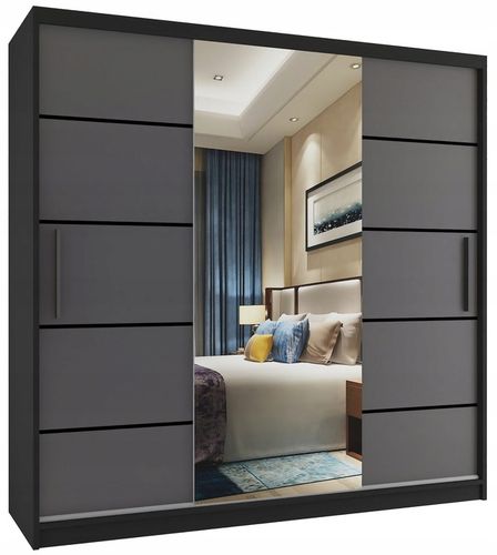 Szafa przesuwna PREMIUM z lustrem SZUFLADY 200 cm na Arena.pl