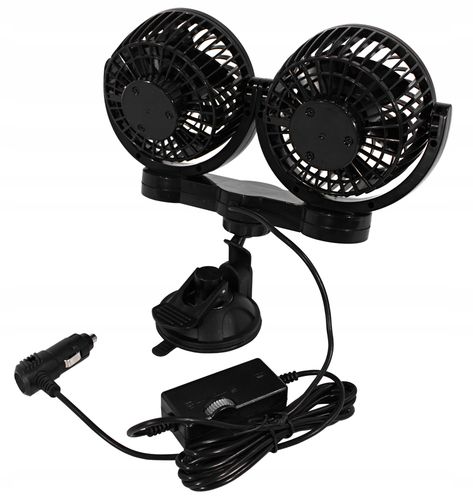 Wiatrak Samochodowy Turbo 24V Podwójny Wentylator Do Gniazda Zapalniczki na Arena.pl
