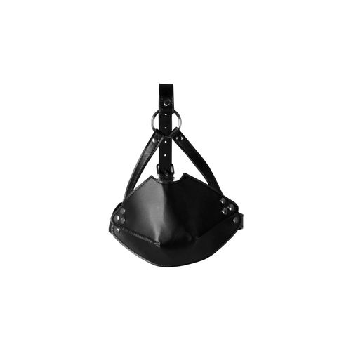 Head Harness With Mouth Cover And Solid Ball Gag - Black na Arena.pl