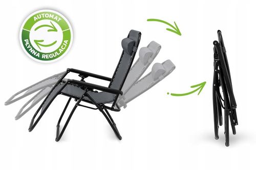 LEŻAK OGRODOWY Z PODNÓŻKIEM OGRODOWY PLAŻOWY AUTOMAT ZERO GRAVITY PÓŁKA na Arena.pl