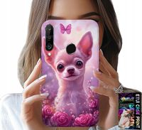 ETUI DO HUAWEI P30 LITE - SŁODKA CHIHUAHUA NA RÓŻOWYM TLE KWIATAMI