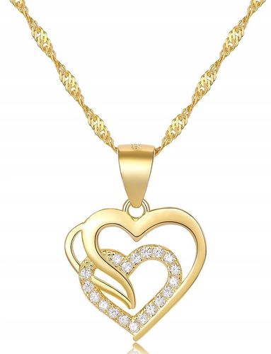 ZŁOTY NASZYJNIK SERCE ŁAŃCUSZEK ZAWIESZKA DAMSKI SREBRO 925 ORYGINALNY na Arena.pl