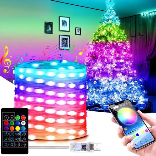 TAŚMA 200 LED INTELIGENTNE LAMPKI APLIKACJA BLUETOOTH PILOT STEROWANIE 20M na Arena.pl