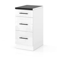 Szafka Kuchenna Stojąca Z Blatem 3 Szuflady 40cm Spremium Biały Połysk
