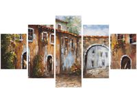 80CM 150CM OBRAZ 5 ELEM UROKLIWA ULICZKA ŚCIENNY