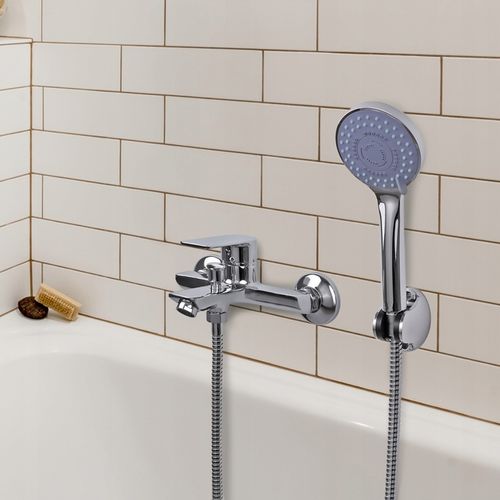 Bateria wannowa ścienna z prysznicem chrom zestaw do wanny łazienkowy na Arena.pl