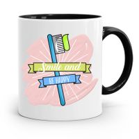 Kubek Czarny Prezent Dentysty Smile And Be Happy Z Nadrukiem Ze Zdjęciem