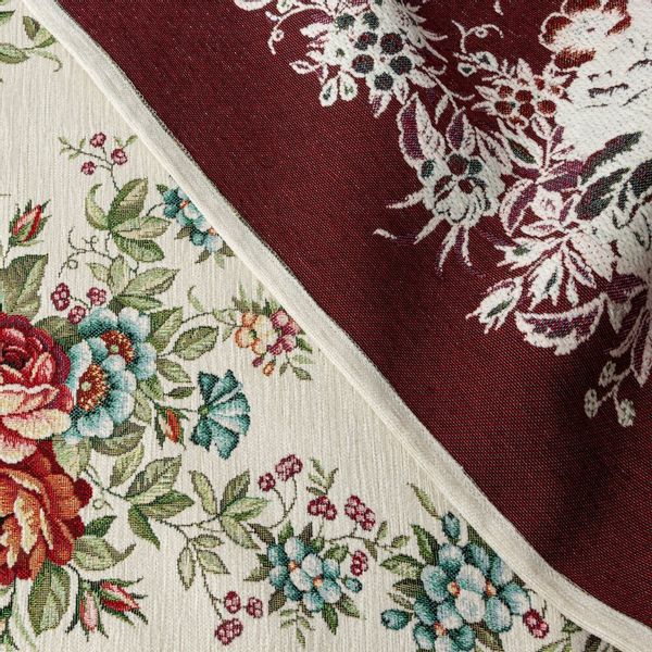 Obrus dekoracyjny gobelin 140x180 Eurofirany naturalny w kwiaty róże zdjęcie 5