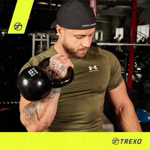 Kettlebell TREXO VKB12 12 kg Oznaczenie wagi Żeliwny Okrągły szeroki uchwyt na Arena.pl