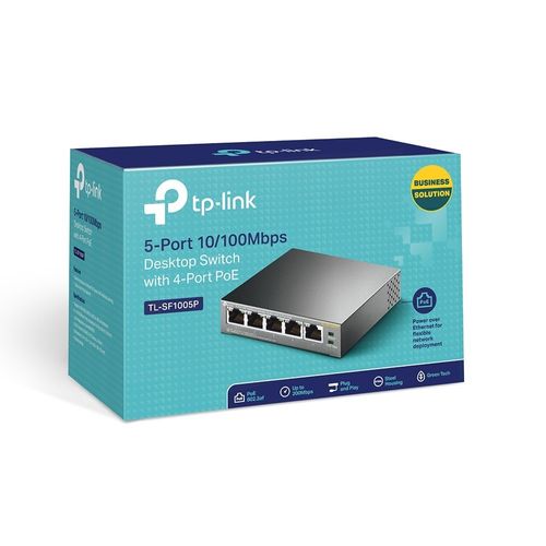Switch sieciowy TP-LINK 5 PORTÓW RJ-45 4 PoE 58W 10/100 MBit/s Auto MDI na Arena.pl