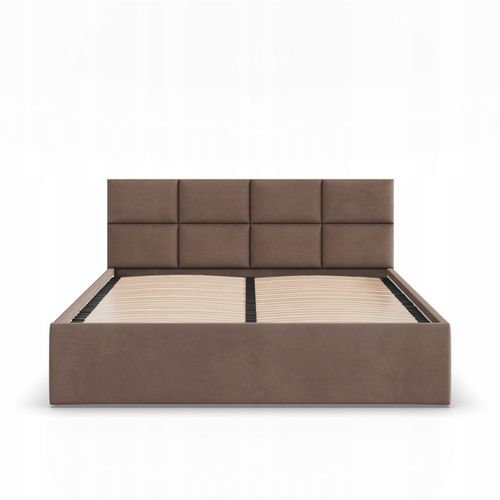Łóżko Ramowe BORGO BRĄZOWE Tapicerowane Podwójne 140x200 VELVET na Arena.pl