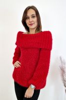 Czerwony Sweter Damski z Odkrytymi Ramionami UNI