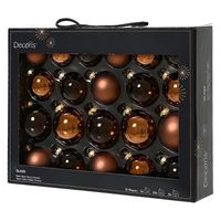 Brązowe Szklane Bombki Choinkowe MIX 21 szt. 5/6/7 cm Ozdoby Świąteczne