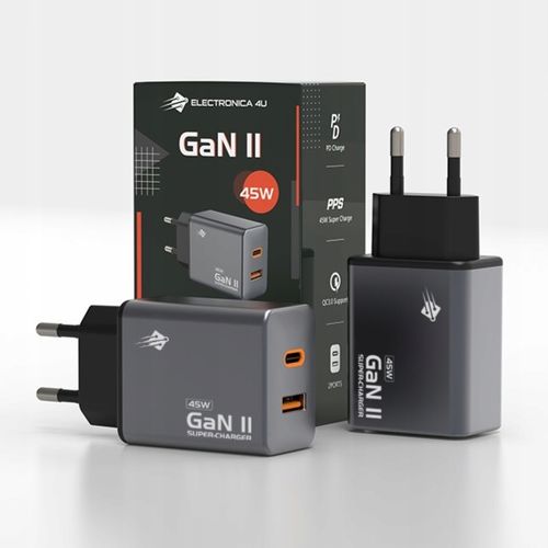 Szybka ładowarka sieciowa GaN II 45W 3A QC 3.0 1x USB C + 1x USB A na Arena.pl