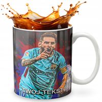 KUBEK 330ml GRAFIKA PREZENT ŚWIĘTA WZÓR - PIŁKA NOŻNA MESSI + IMIĘ