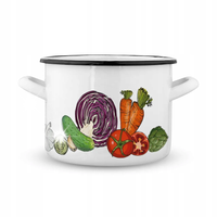 Garnek do bigosu emaliowany duży indukcja Silesia biały Warzywa 22 cm 5,8 l