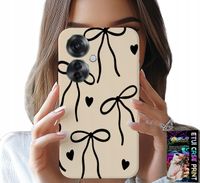 ETUI DO OPPO RENO11 F 5G - BEŻOWE KOKARDKI WSTĄŻKA MODNE WZORY