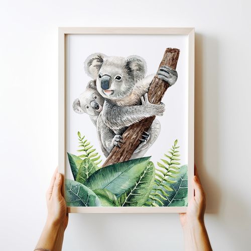 Plakat miś koala zielone liście 21x29,7 cm A4 na Arena.pl