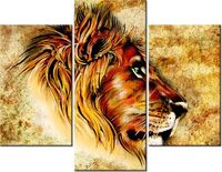 70 90CM OBRAZ 3 ELEM DOSTOJNY LEW ŚCIENNY PŁÓTNO