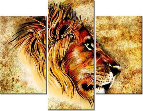 70 90CM OBRAZ 3 ELEM DOSTOJNY LEW ŚCIENNY PŁÓTNO na Arena.pl