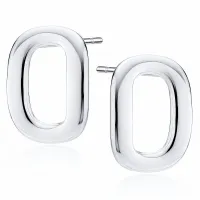 ELEGANCKIE RODOWANE SREBRNE OWALNE GŁADKIE KOLCZYKI WYSOKI POŁYSK OWAL