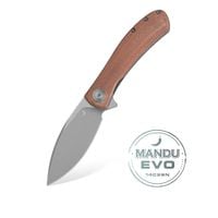 Nóż Składany Trollsky Knives Mandu EVO Grey 14C28N Brown Micarta