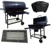 DEKRAFT GRILL WĘGLOWY BECZKA Z RUSZTEM ŻELIWNYM PALENISKO XXL POKROWIEC