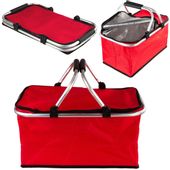 DUŻY KOSZ PIKNIKOWY TERMICZNY SKŁADANY CZERWONY