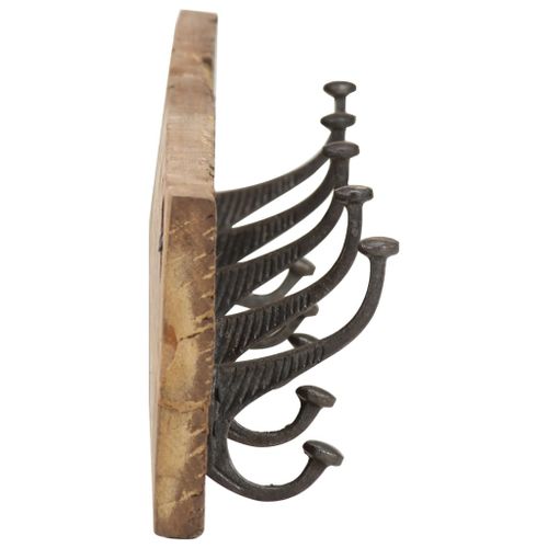 Wieszak ścienny z 5 haczykami, 100x2,5x15 cm, drewno z odzysku na Arena.pl