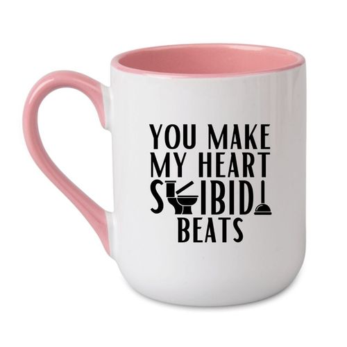 KUBEK "YOU MAKE MY HEART SKIBIDI BEATS" Wzór - Elegant Coffee Różowy 330 ml na Arena.pl