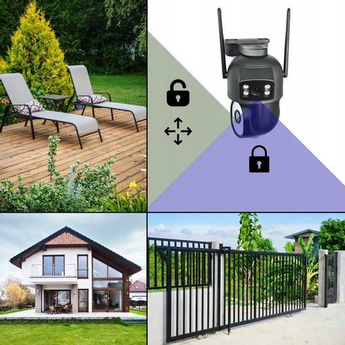 PODWÓJNA KAMERA WIFI IP ZEWNĘTRZNA OBROTOWA ŚLEDZENIE 2X3MPX DOŚWIETLENIE na Arena.pl