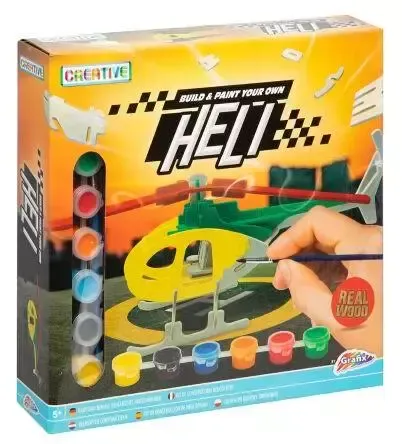 Drewniany helikopter, 6 farb + pędzel zdjęcie 1