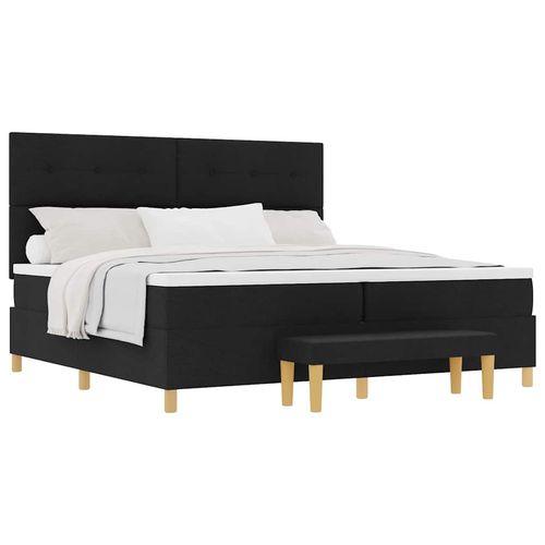 Łóżko sprężynowe z materacem Czarny 200 x 200 cm tkanina na Arena.pl