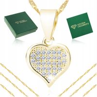 ZŁOTY NASZYJNIK SERCE 925/585 PREZENT DLA NIEJ NA 18 URODZINY, DZIEŃ KOBIET