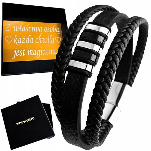 Bransoletka męska skórzana potrójna MAGNETYCZNE ZAPIĘCIE JAKOŚĆ VERSATILE na Arena.pl
