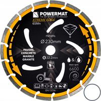 TARCZA DIAMENTOWA 230MM 18T DO BETONU CERAMIKI GRANITU CEGŁY 22.2MM 6600RPM