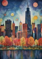 Plakat 67,5x95cm Panorama Malowniczego Miasta