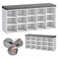 ŁAWKA do siedzenia regał Z MIĘKKIM SIEDZISKIEM 30x105x48 15 półek NA