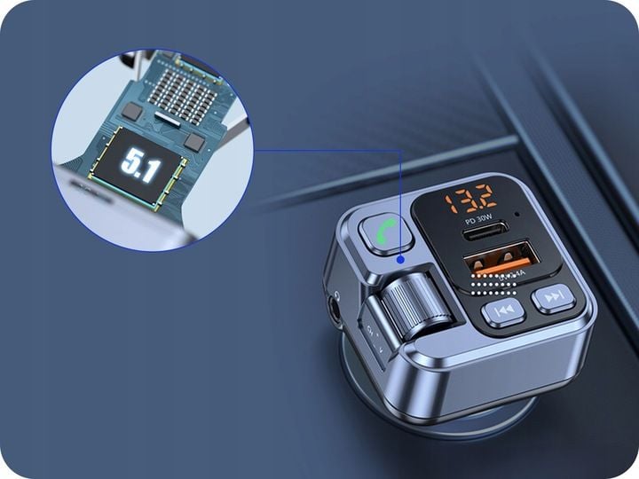 TRANSMITER BLUETOOTH SAMOCHODOWY AUDIO FM MP3 BT SZYBKA ŁADOWARKA USB zdjęcie 9