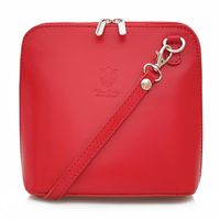 VERA PELLE torebka skórzana damska listonoszka stożek V024 czerwona