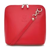 VERA PELLE torebka skórzana damska listonoszka stożek V024 czerwona