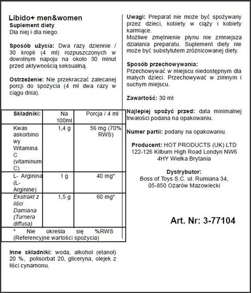Supl.diety-Libido + (M+W) 30Ml zdjęcie 2
