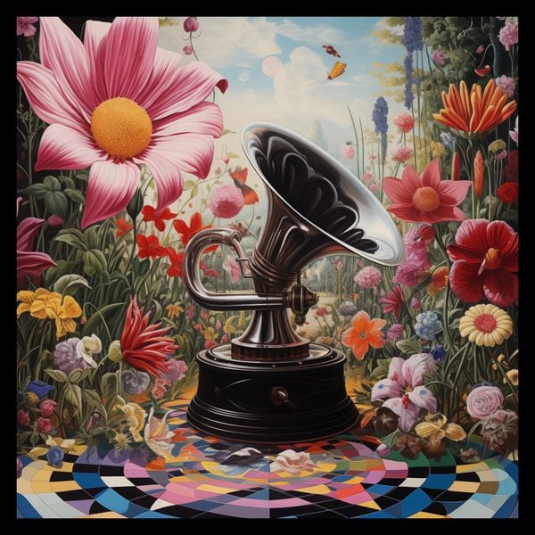 Plakat 30x30cm Gramofon w Kwiatach zdjęcie 2