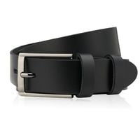 pasek męski skórzany czarny 120 cm ze srebrną klamrą