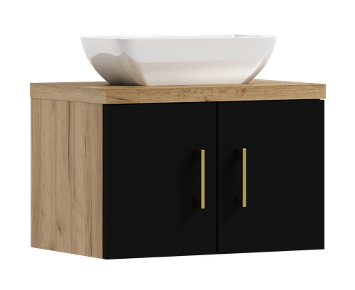 Szafka łazienkowa wisząca MARKUS 80 czarny/dąb z umywalką Lara (W5) na Arena.pl